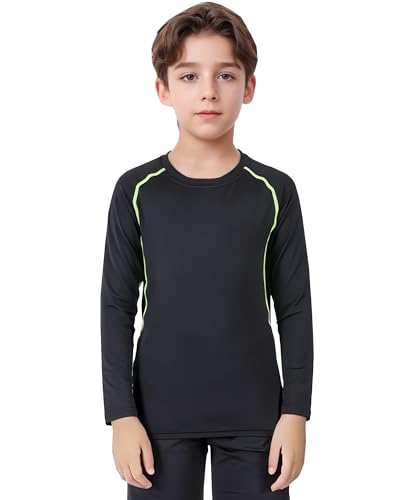 Youth Boys & Girls Long Sleeve Compression Shirts - Small Green Line