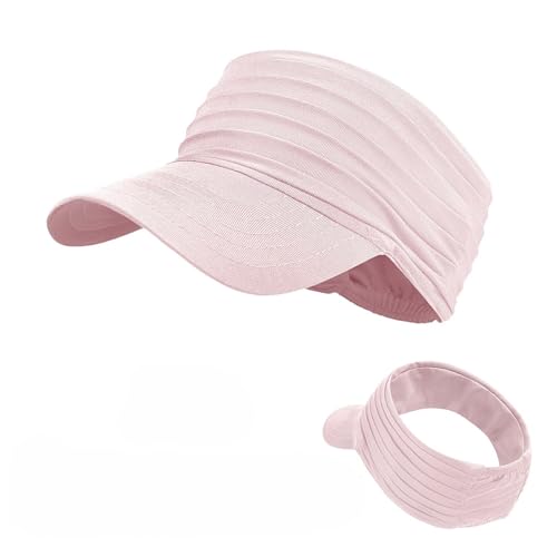 Wide Brim Visor Hat for UV Protection - Lightweight with Ponytail - One Size