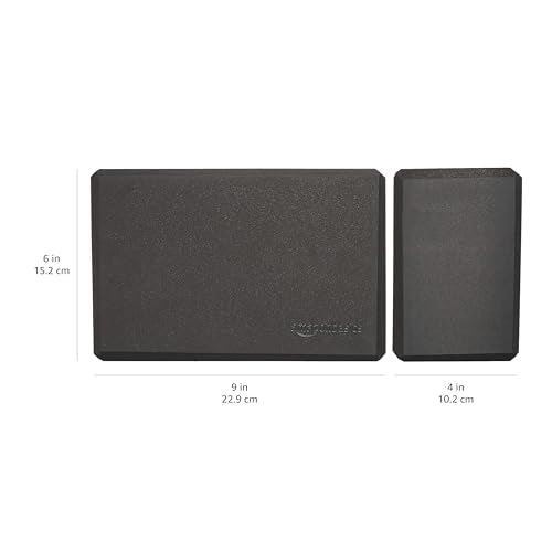 Non-Slip Yoga Blocks Set of 2 - 4" x 9" x 6" - Black
