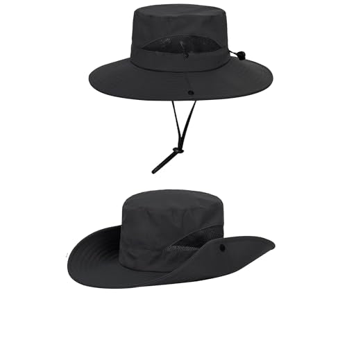Kids Wide-Brim Sun Hat - UV Protection for Boys & Girls - Black
