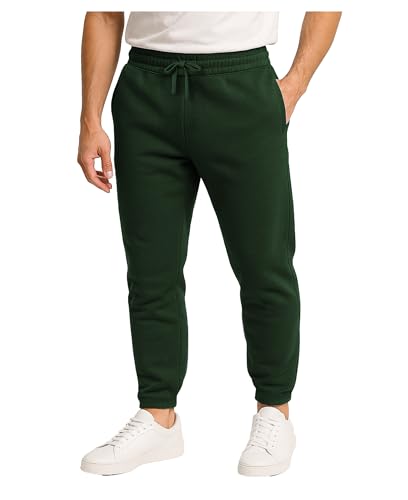 Men's Fleece Jogger Sweat Pants with 3 Pockets - Hunter Green, X-Small