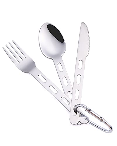 Ultralight Stainless Steel Camping Flatware Set - Silver