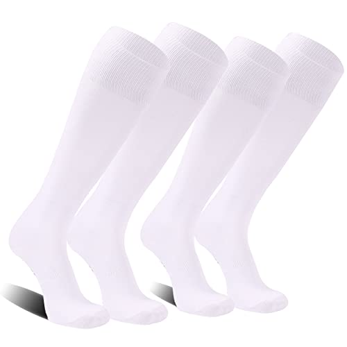 FOOTPLUS Unisex Knee High Baseball Softball Socks Medium White - Sports Halloween Cosplay