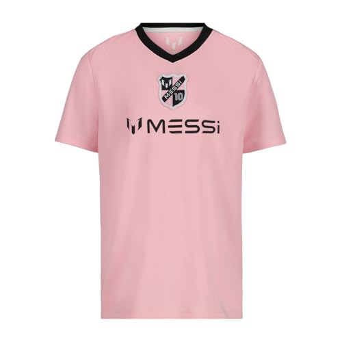 Messi Youth Loose-Fit V-Neck Logo T-Shirt - Candy Pink, Size 6