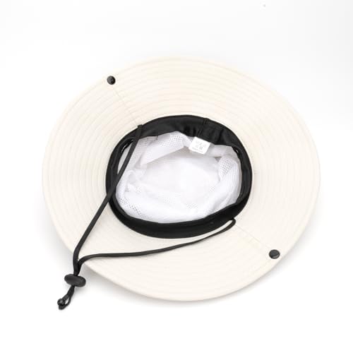 UPF 50+ Wide Brim Fishing Bucket Hat - Mesh Sun Hat - Beige