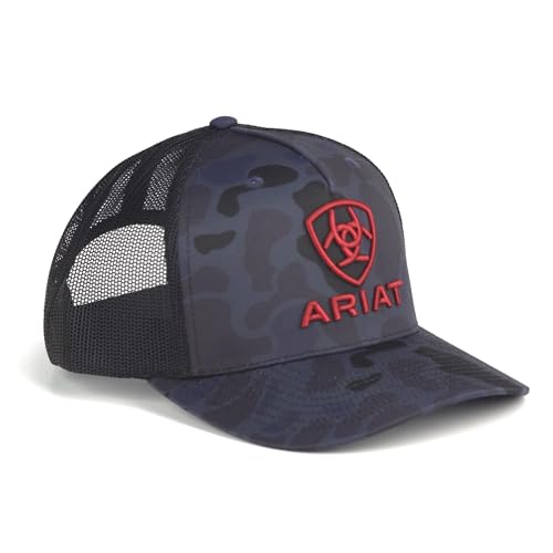 ARIAT Men's Navy Camo Richardson 112 Trucker Cap with Red 3D Embroidered Logo - Basic