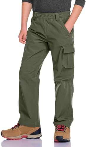 Kids Boys Hiking Cargo Pants Water-Resistant UPF 50+ Quick Dry Outdoor Trousers