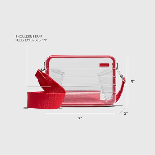 Clear Stadium Bag - Compact Crossbody Purse, Cherry Red