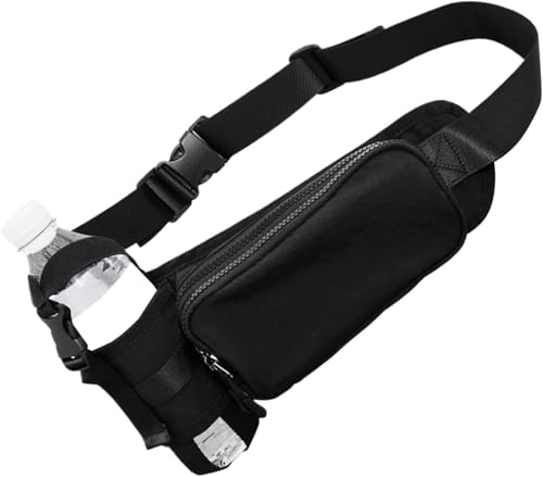 Water-Resistant Fanny Pack with Water Bottle Holder - Black