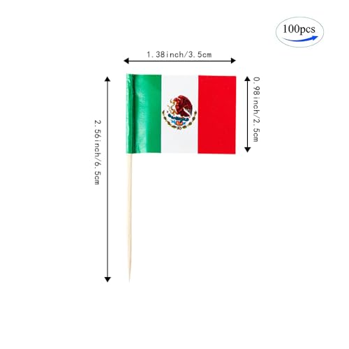 Mexico Toothpick Flags - 100 Pack Mini Cocktail Picks