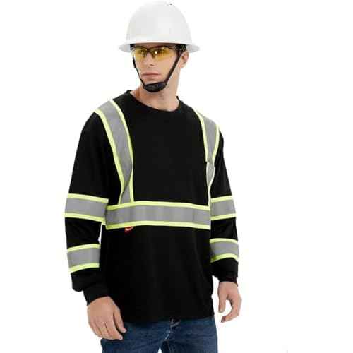 ProtectX High Visibility Shirts Hi Vis Long Sleeve Shirts for Men Women Reflective Class 2 Safety Shirts 2 Pack