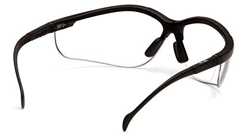 Pyramex Venture II Bifocal Safety Glasses Amber 2.5 Diopters with Clear Anti-Fog Lenses, Black Frame, One Size