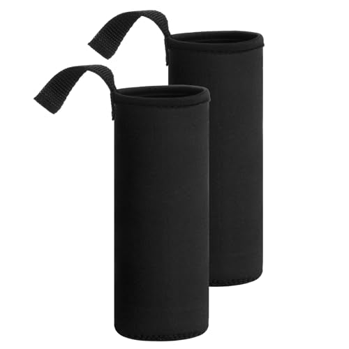 uxcell 2pcs Neoprene Water Bottle Sleeve 18.5 oz Insulated Carrier Bag Black