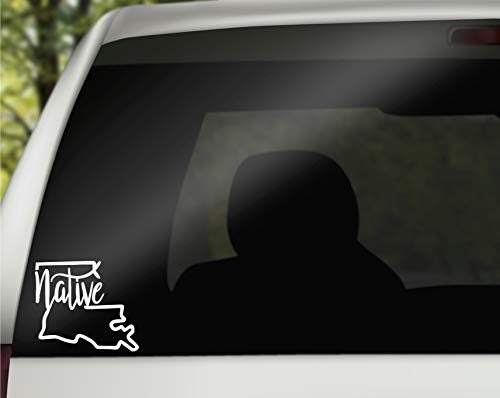 Louisiana Native Vinyl Decal - White, 4.5 x 3.9 Inch