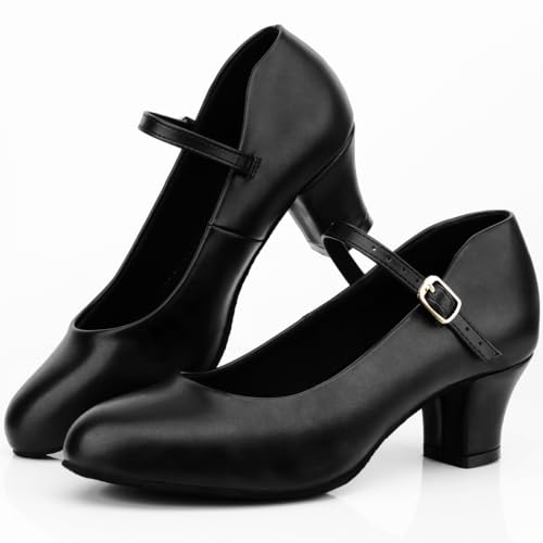 Bokimd Women's Black Non-Slip Latin Salsa Dance Heels - Prom & Ballroom Shoes, Size 6