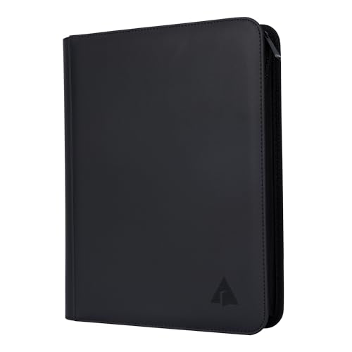 Black Rayvol 9-Pocket Card Binder for 828 Trading Cards - Side Loading, Ringless, Water-Resistant, Zippered Collection Album