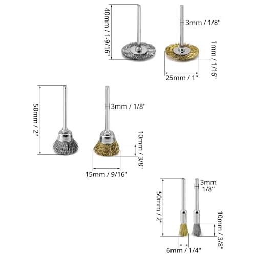 QWORK 36Pcs Brass & Stainless Steel Wire Brush Polishing Wheel Kit for Rotary Tools - for Metal, Wood Grinding, Deburring, and Polishing