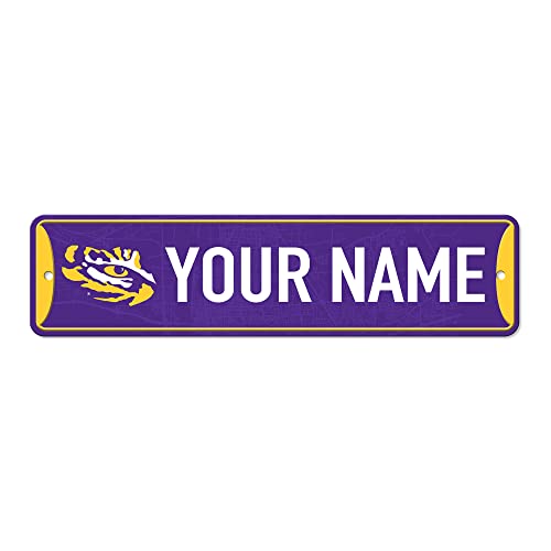 Personalized Metal Street Sign - LSU Tigers - 4" x 15"