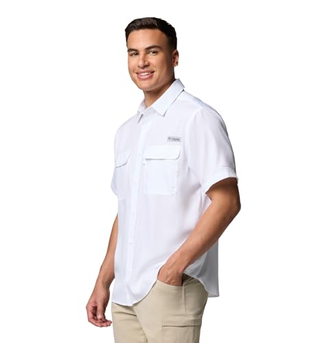 Columbia Men's PFG Backwater Short Sleeve Fishing Shirt - XL White UPF 40 Breathable