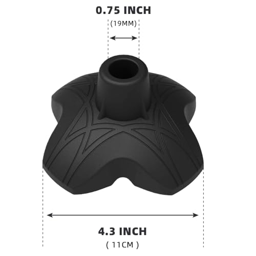 BeneCane Quad Base Cane Tip - Self-Standing Rubber Replacement for Walking Cane
