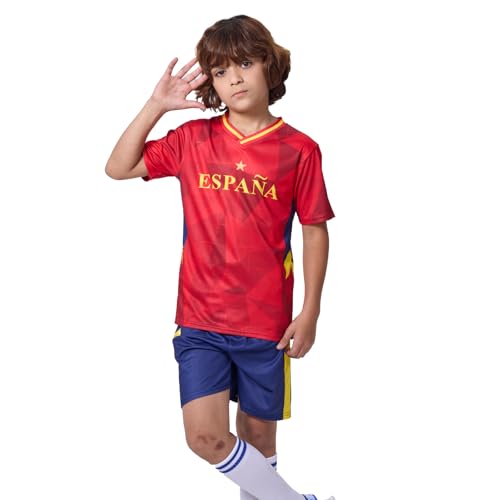 HANLIDA Kids Soccer Jersey Fan Version Short Sleeve Game & Training Shirt 8 Years Espana