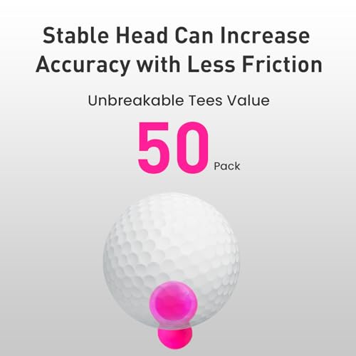 Golf Tees - Durable Plastic Step Down 50 Pack 2 1/4" Pink