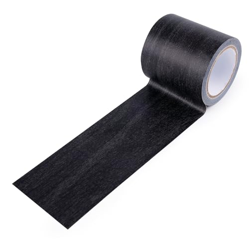 Wood Grain Repair Tape, 2.2 Inch x 15ft Wood Colored Trim Tape Self-Adhesive Simulated Wood Patch Tape for Tables, Doors, Windows, Floors (Black)