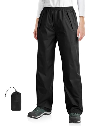 33,000ft Packable Women’s Lightweight Waterproof Rain Pants - Medium, Black