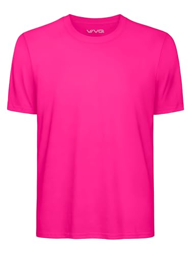 Kids Neon Swim Shirt - UPF 50+ Dry Fit Rash Guard - Neon Rose Red - 5-6 Years