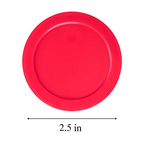 2.5-Inch Air Hockey Replacement Pucks - Red Durable Plastic (Pack of 4)
