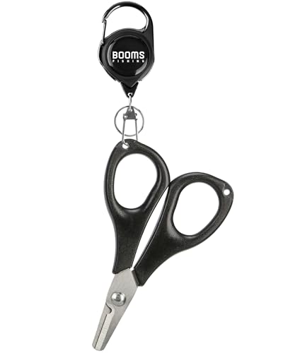 Fishing Scissors for Braided Line - Serrated Shears with Retractor, 3.9” Black