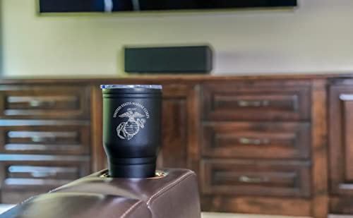 USMC 30 oz Stainless Steel Tumbler - Marine Corps Travel Mug with Lid & Straw, Double Wall Insulation
