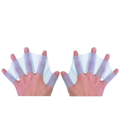 Silicone Swimming Hand Webbed Fins - L Size Blue