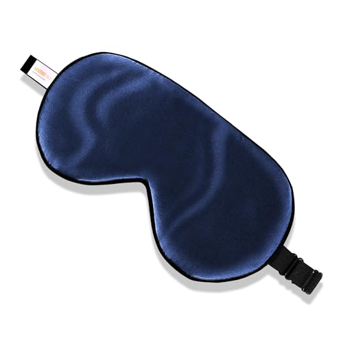 Adjustable 100% Mulberry Silk Sleep Mask - Navy Blue