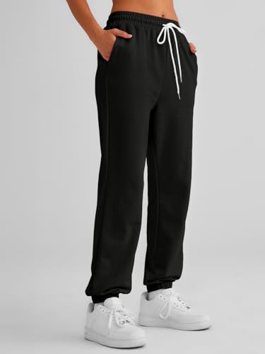 Automet Women's Cinch Bottom Sweatpants Athletic Trousers Black XS