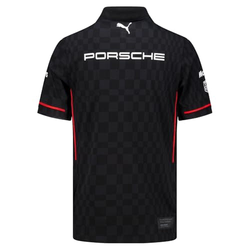 Porsche Motorsport Team Polo - Large | Flat Knit Collar, Tonal Print