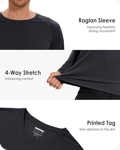 Men's Long Sleeve UV SPF 50+ Quick Dry Swim Shirt Rash Guard