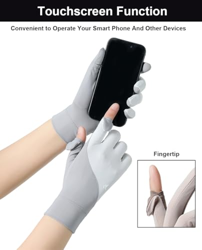 UV Protection Full Finger Gloves for Women - Brown