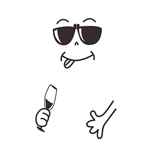 Generic 2pcs Kitchen Fridge Stickers A Funny Face Looks Like You are Enjoying Your Meal Wall Car Door Stickers Decor Decals Art Mural Paste, Green, JS2024-002