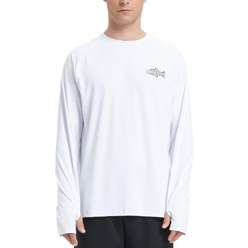 Men's Quick-Dry Fishing Shirt UPF 50+ with Mesh Panels - Small/White