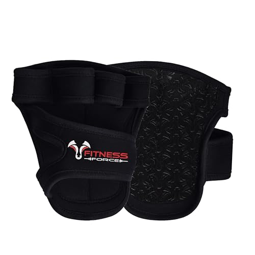 Workout Gloves for Weight Lifting - Fingerless Gym Grip - Black, X-Large