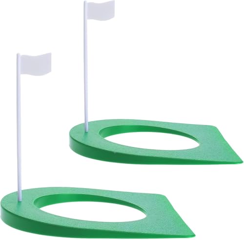 Golf Putting Cup Training Kit - 2 Pcs Green Cup with Flag