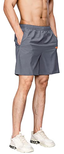 Men's Quick Dry Athletic Shorts - Lightweight Gym Shorts with Pockets - Gray 40-42