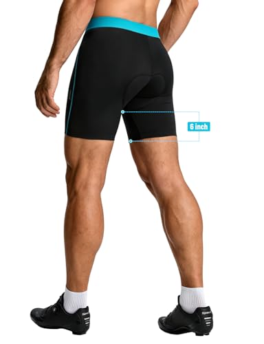 Baleaf Men's 4D Padded Cycling Bike Shorts - Black/Blue, Large