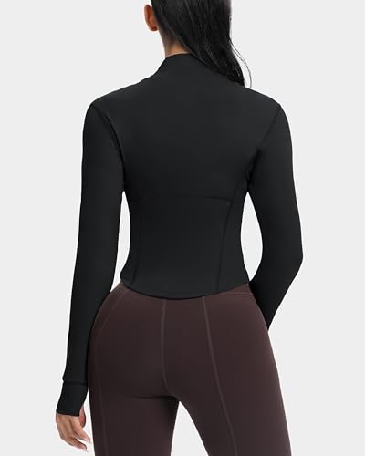 Lightweight Slim Fit Zip Up Workout Jacket for Women - Black, Small