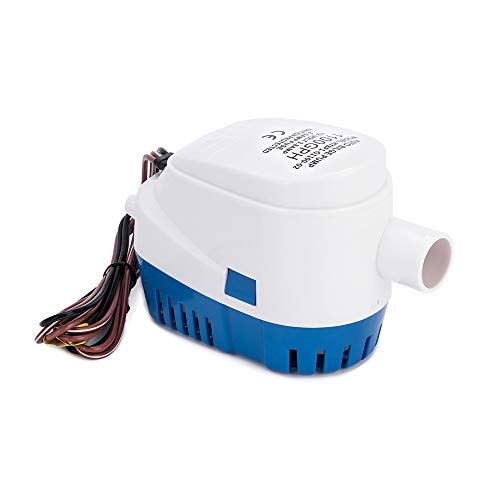 Dontmiss 1100GPH 12V Automatic Submersible Bilge Pump with Float Switch, 1 1/8" Outlet, 3-Blade Impeller – Compact All-in-One Boat, RV, Ponds & Pools