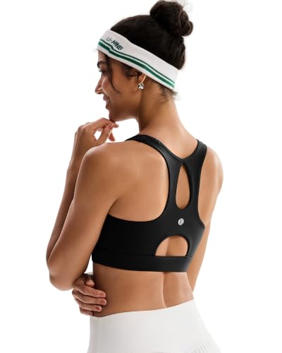 RUNNING GIRL High Support Sports Bras for Women B-DD, Large Black