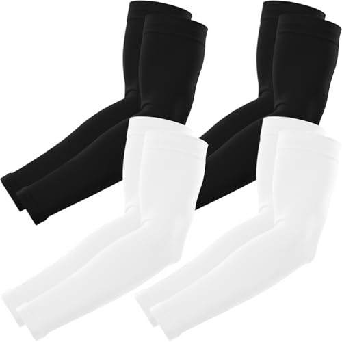 Cooling Arm Sleeves - UV Protection, Quick-Drying, Tattoo Cover - Black & White (2 Pack)