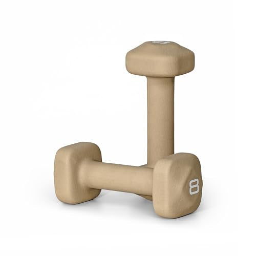 Beige 8 lb Neoprene Dumbbell Pair with Anti-Roll Square Head - Tone Fitness