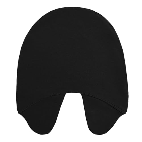 Beisto Sleeping Cap with Eye Mask - Black, Windproof Warm Nightwear for Elderly, Postpartum & Migraine Sleep